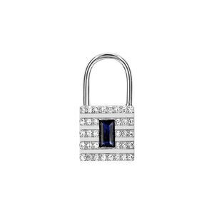 Ef Collection 14K 1.77 Ct. Tw. Diamond & Blue Sapphire Lock Single Earring
